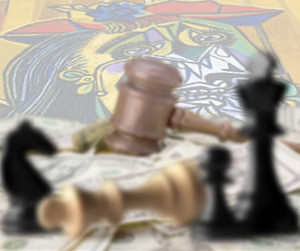 A blurred foreground featuring chess pieces and scrolls with a depiction of the Mazzaroth in the background, characterized by stylized celestial symbols on a vibrant tapestry.
