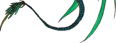Illustration of a serpent with a green body, featuring subtle scales and a forked tongue, against a white background. The creature is stylized yet accurately reflects an ancient depiction found in historical manuscripts.