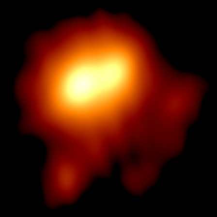 Illustration of a bright celestial body emitting intense light with an irregular, glowing outline, reminiscent of a cosmic phenomenon.
