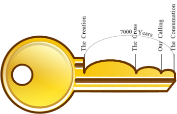 Illustration of a golden key overlaying segmented cloud forms with dark and light brown stripes against a transparent background, symbolizing mysteries possibly related to heavenly phenomena.