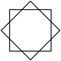 Image of a geometric pattern with a central square placed inside a larger square aligned at a 45-degree angle, forming an eight-pointed star-like shape encompassing the two squares.